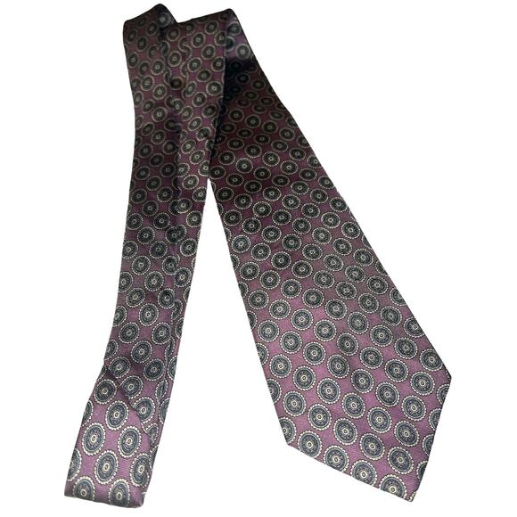 Oscar de la Renta Couture Tie in Purple with Gray Circles - Picture 1 of 3
